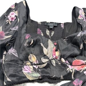 ALLSAINTS Ria Soleil Linen & Silk Crop Top In Black New Without Tags Size 8 $219
